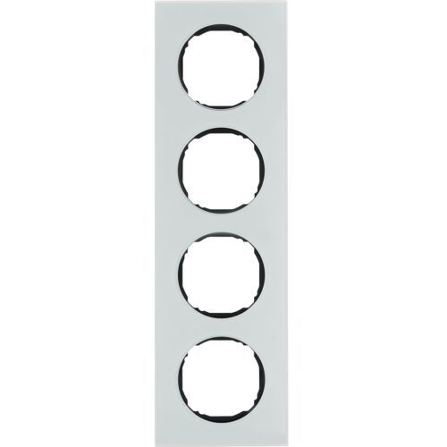 Berker 10142609 Rahmen 4-fach, flach, R.8, Glas polarweiß